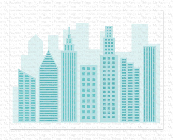 Layered City Skyline Stencil Set