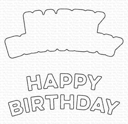 Happy Birthday in silver ink with gold stars printed on 5/8 white